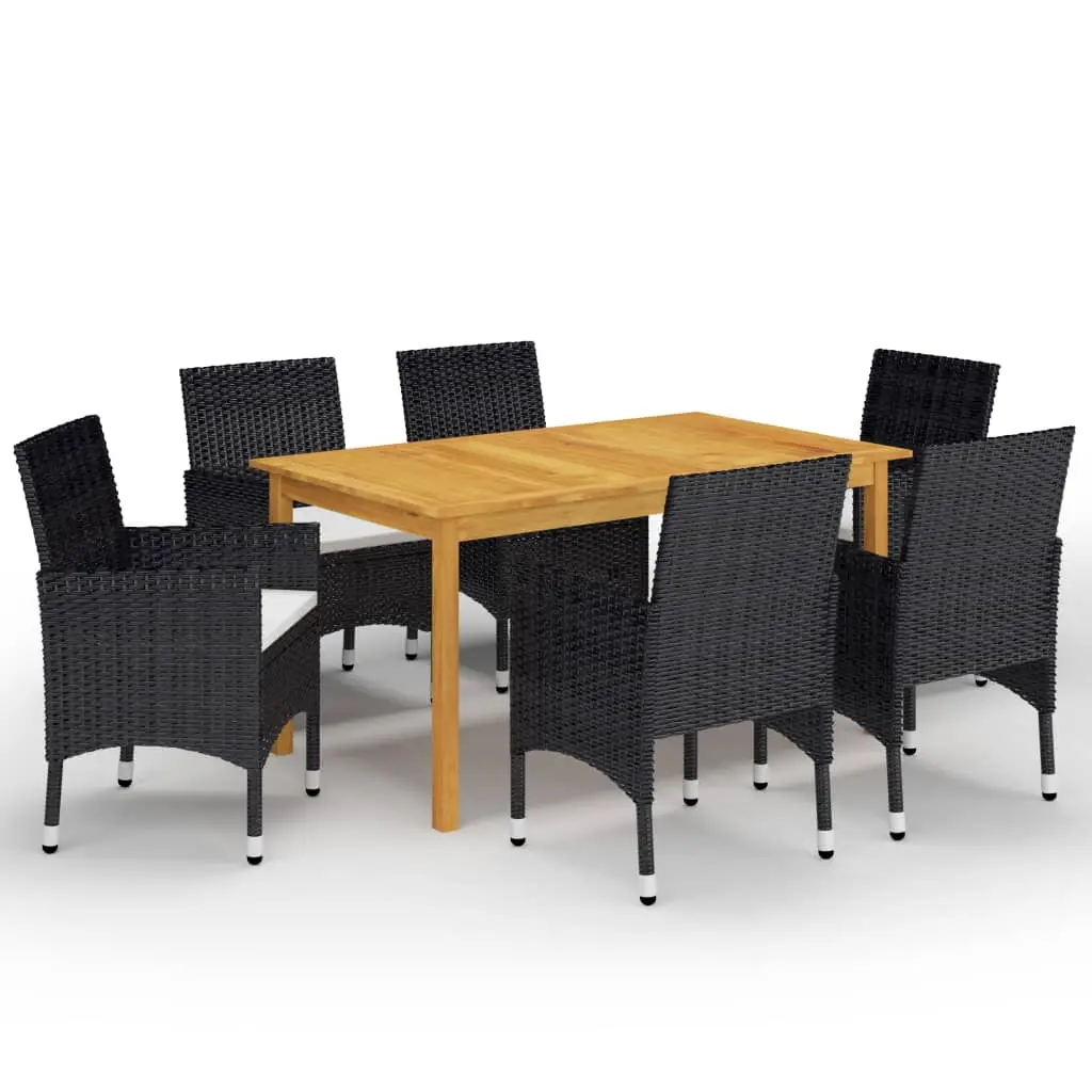 Ensemble à manger de jardin 7 pcs Noir vidaXL 3067765