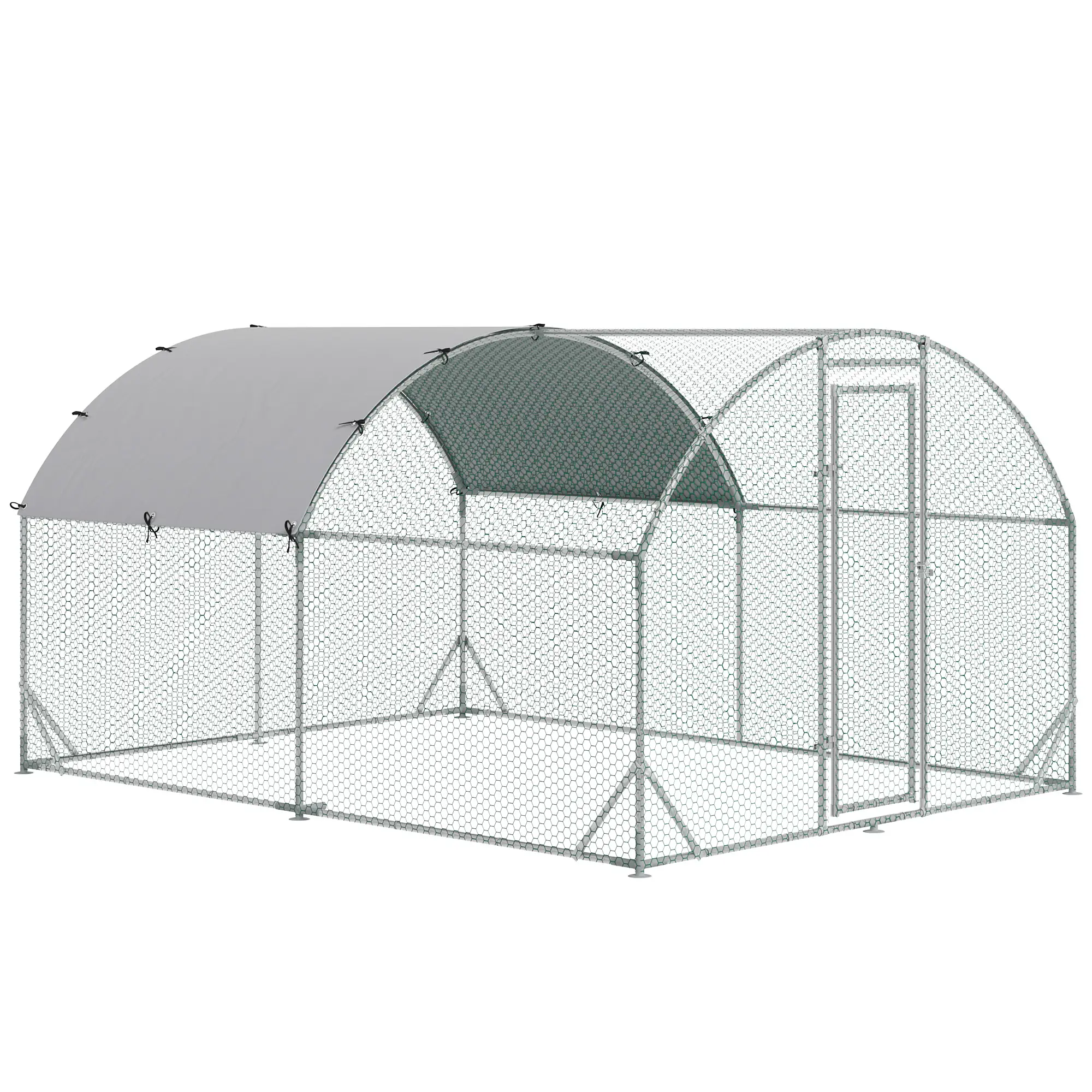 Enclos pour poules en acier, avec couverture résistante aux UV, 280 x 380 x 197 cm – PANGIVO