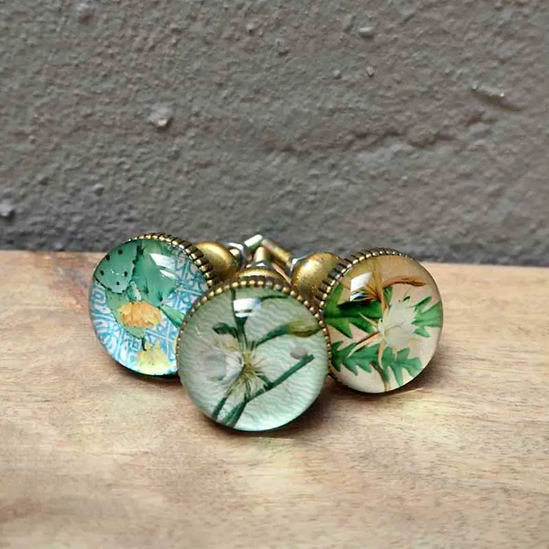 Ensemble 3 boutons de porte florales 7x3cm