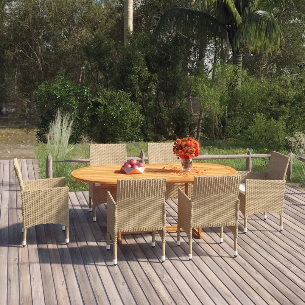 Ensemble à manger de jardin 7 pcs Résine tressée Beige vidaXL 3070753