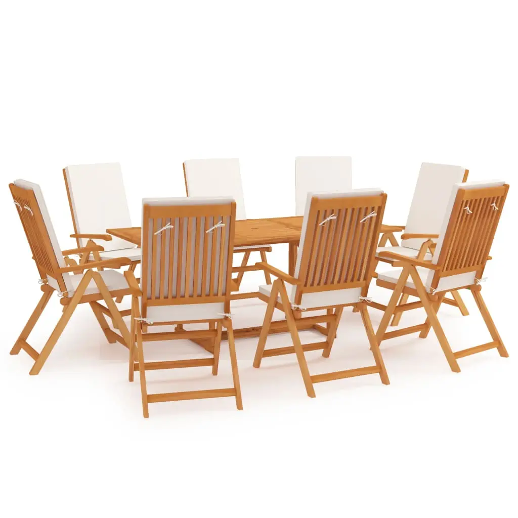 Ensemble à manger de jardin 9 pcs coussins Bois de teck massif vidaXL 3059570