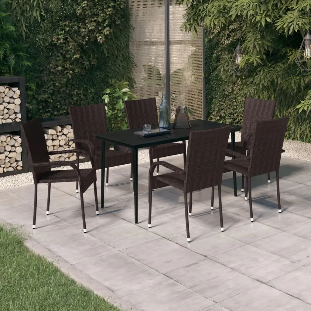 Ensemble à manger de jardin 7 pcs Marron et noir vidaXL 3099404