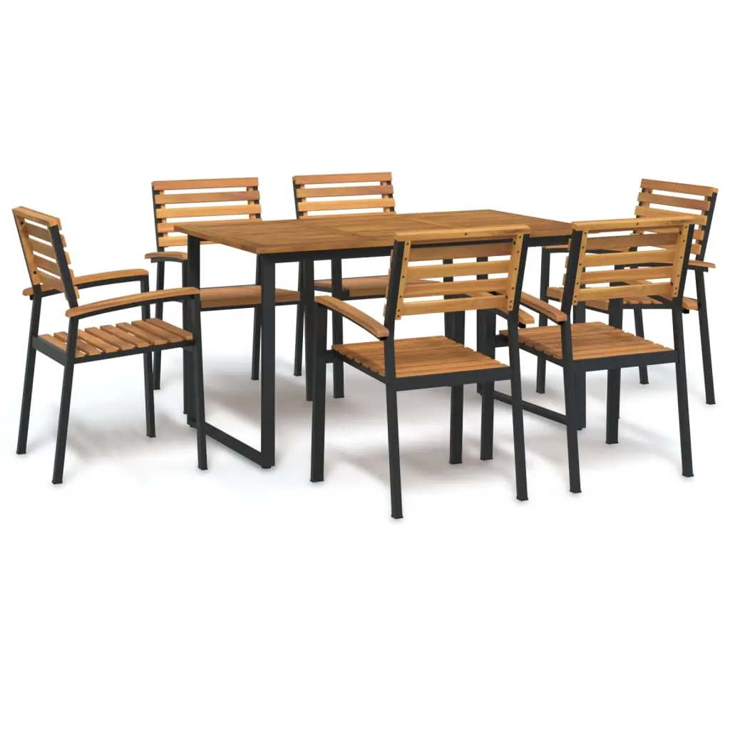 Ensemble à manger de jardin 7 pcs bois d’acacia solide et métal vidaXL 3155399