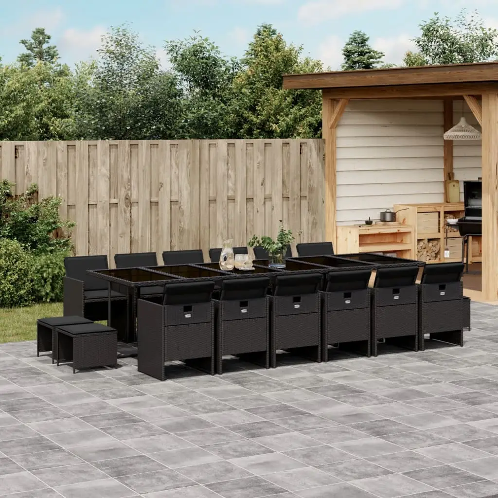 Ensemble à manger de jardin 17 pcs coussins noir résine tressée vidaXL 3210643