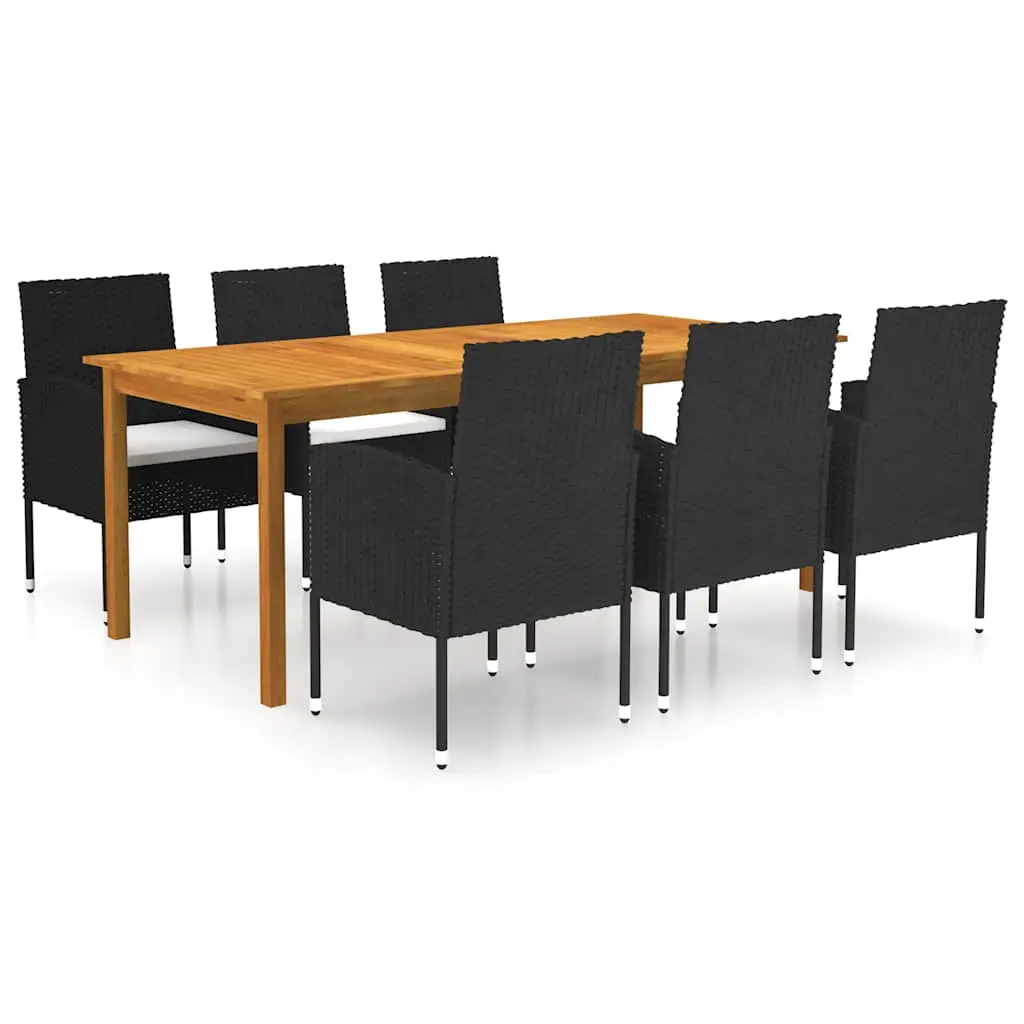 Ensemble à manger de jardin 7 pcs Noir vidaXL 3067926