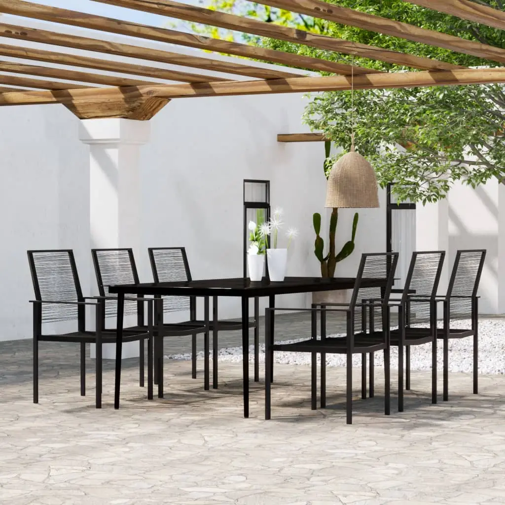 Ensemble à manger de jardin 7 pcs Noir vidaXL 3099207