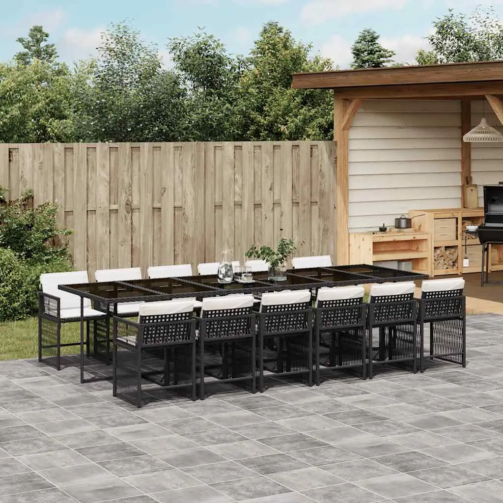 Ensemble à manger de jardin 13 pcs coussins noir résine tressée vidaXL 3211662