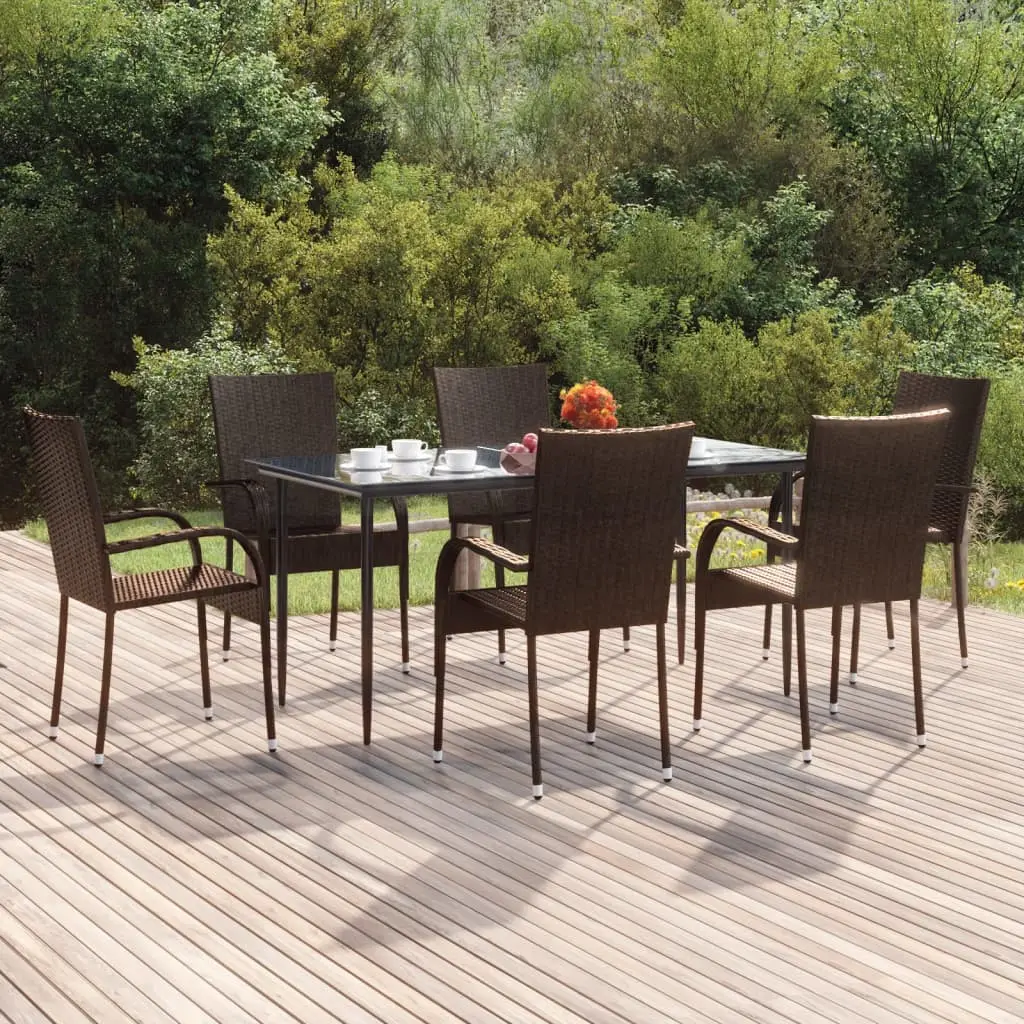 Ensemble à manger de jardin 7 pcs Marron Résine tressée vidaXL 3156673