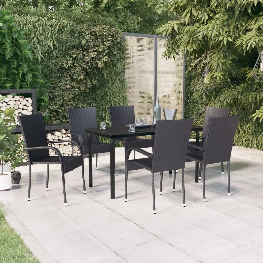 Ensemble à manger de jardin 7 pcs Noir vidaXL 3099380