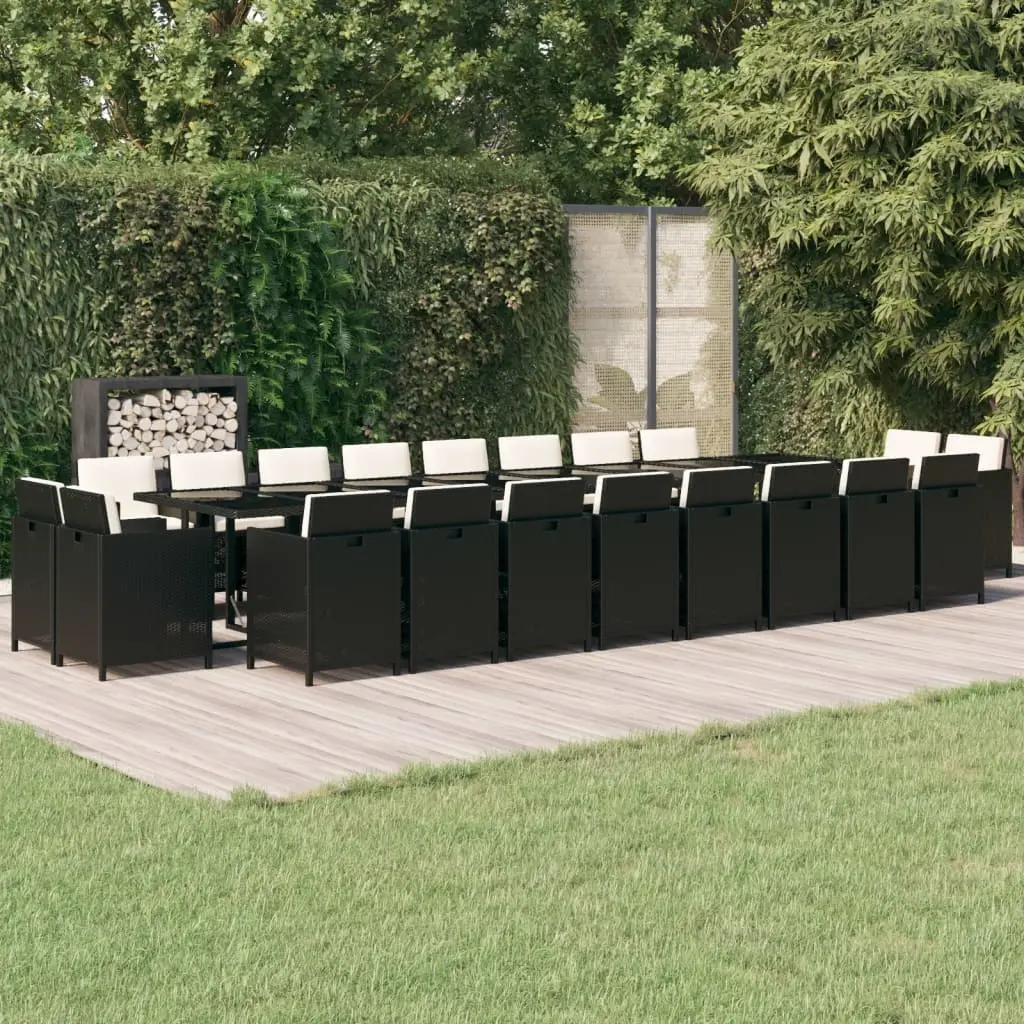 Ensemble à manger de jardin 21pcs coussins noir résine tressée vidaXL 3095667