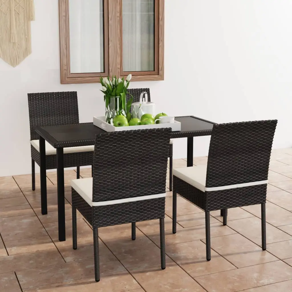 Ensemble à manger de jardin 5 pcs Résine tressée Noir vidaXL 3065695