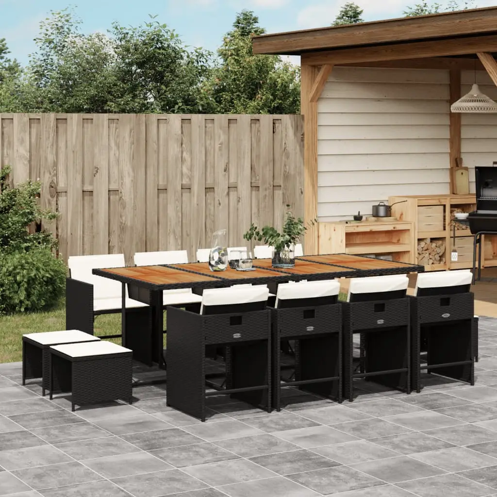 Ensemble à manger de jardin 13 pcs coussins noir résine tressée vidaXL 3211167