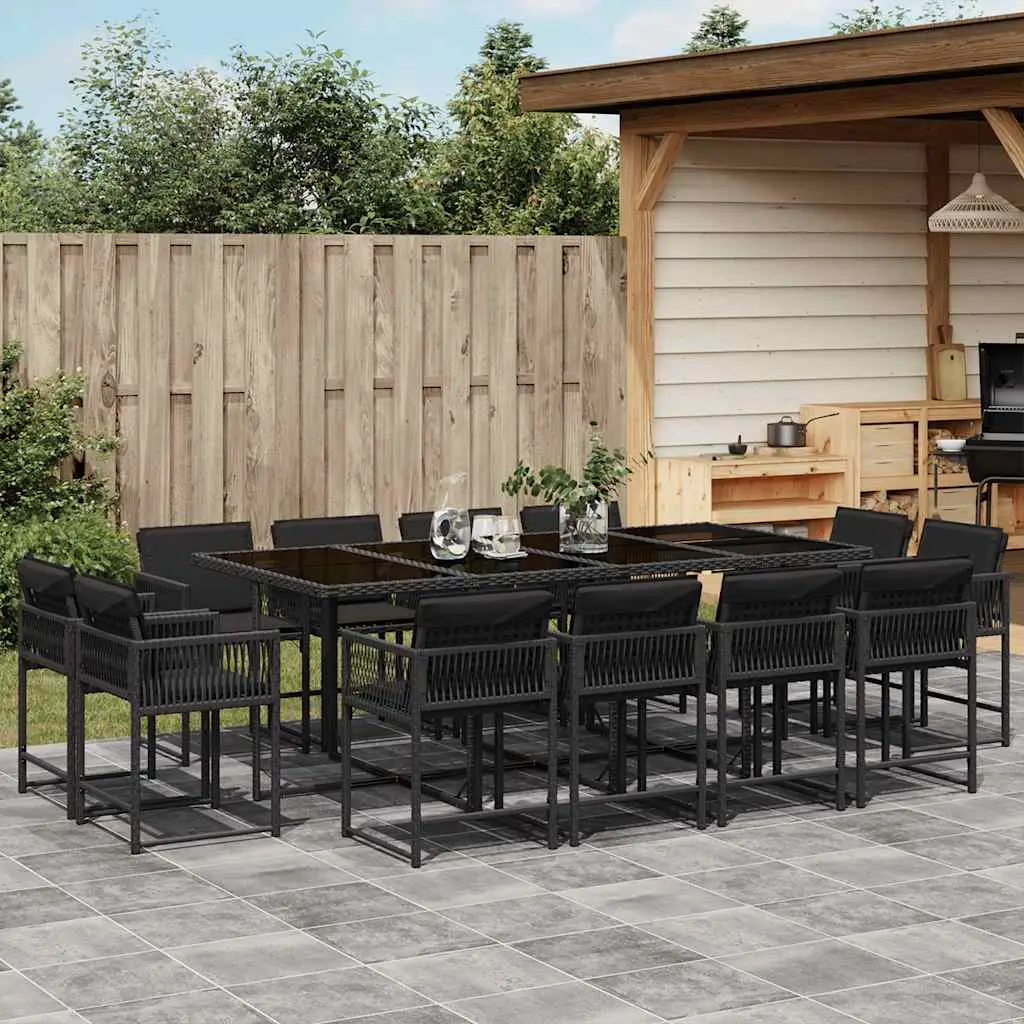Ensemble à manger de jardin 13 pcs coussins noir résine tressée vidaXL 3211579