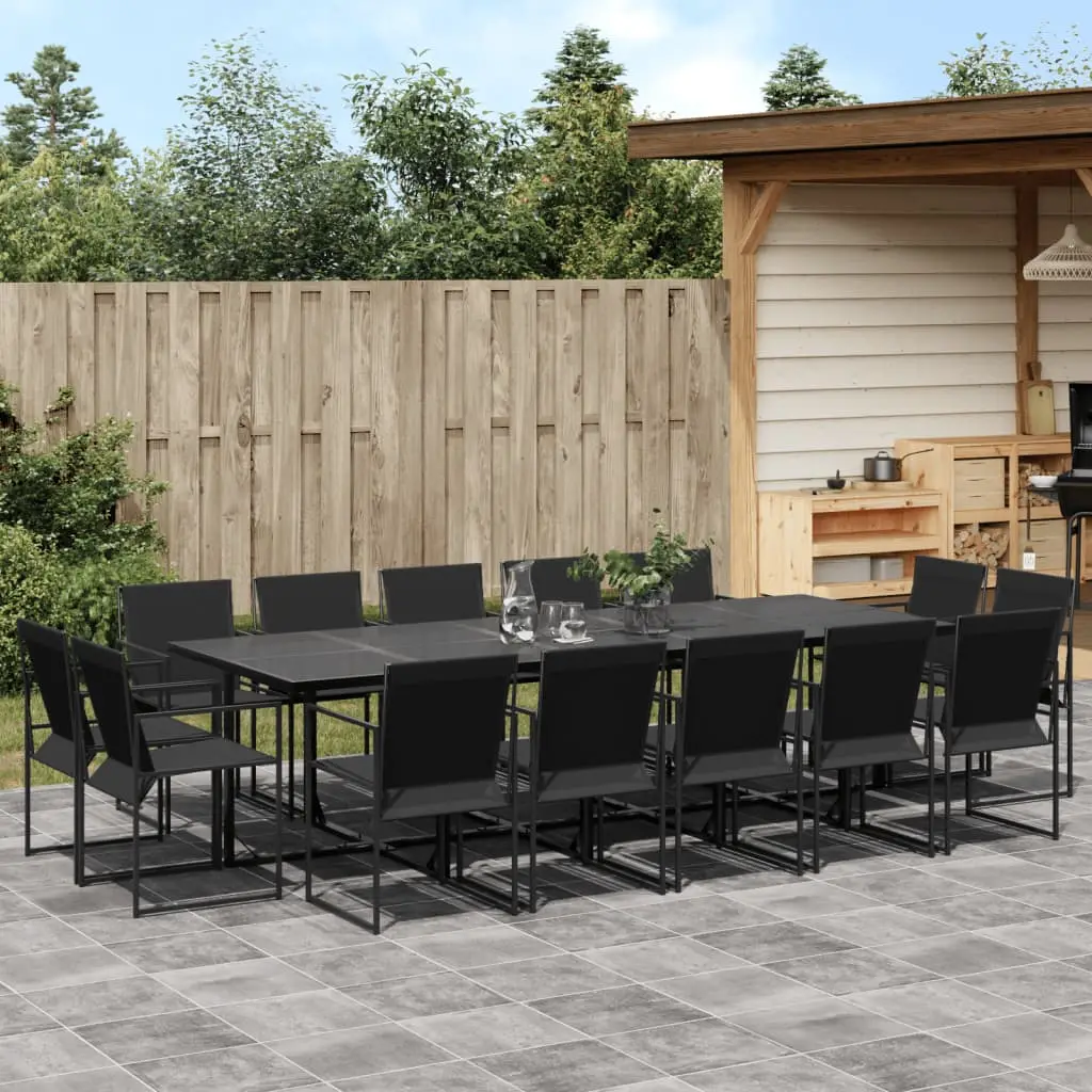 Ensemble à manger de jardin 15 pcs noir textilène vidaXL 3295126
