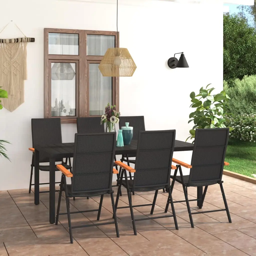 Ensemble à manger de jardin 7 pcs noir et marron vidaXL 3060086