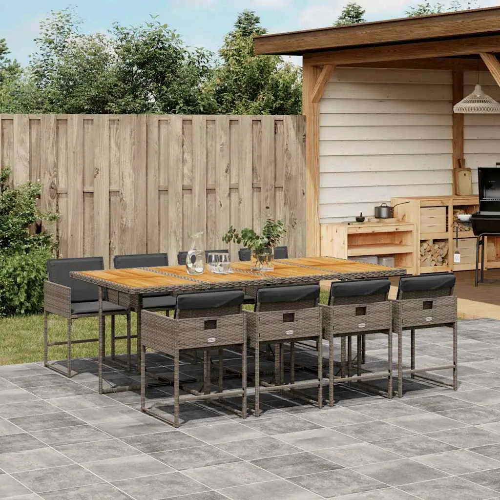Ensemble à manger de jardin 9 pcs coussins gris résine tressée vidaXL 3211286