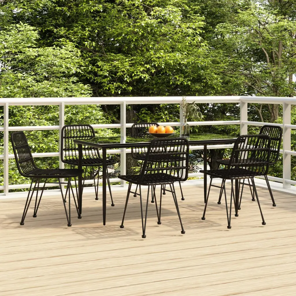 Ensemble à manger de jardin 7 pcs Noir Résine tressée vidaXL 3157884