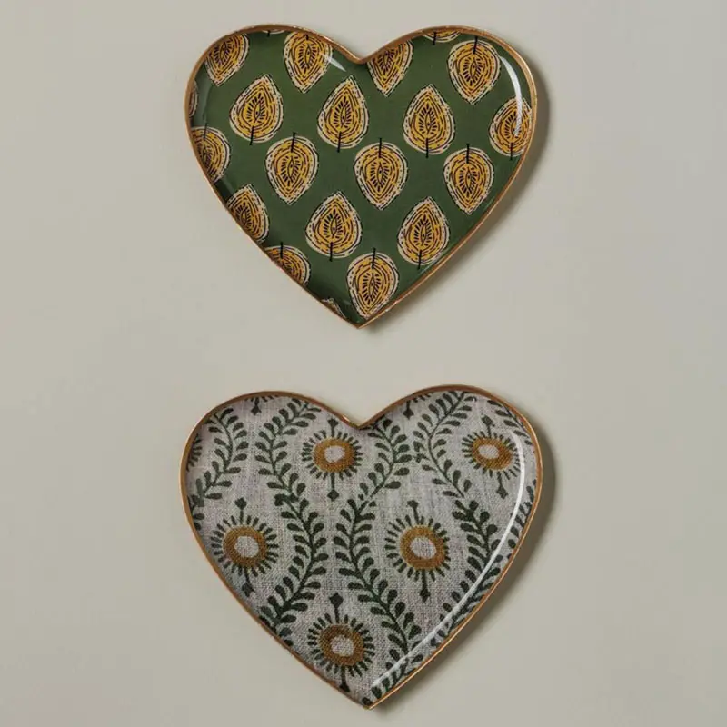 Ensemble 2 plateaux cœurs Bangalore fer 16x16cm