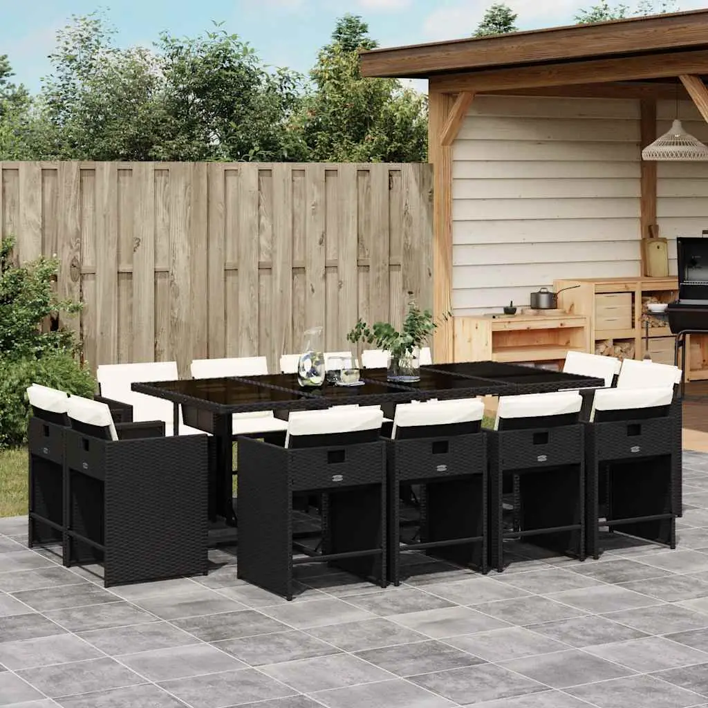 Ensemble à manger de jardin 13 pcs coussins noir résine tressée vidaXL 3211218