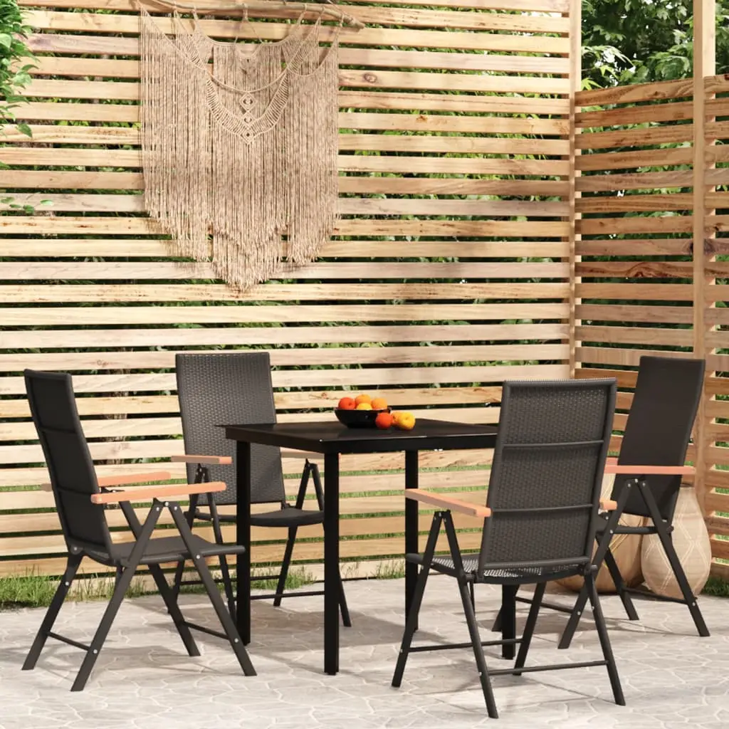Ensemble à manger de jardin 5 pcs Noir vidaXL 3099114