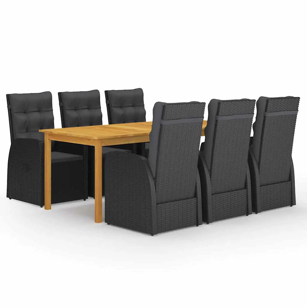 Ensemble à manger de jardin 7 pcs Noir vidaXL 3067909