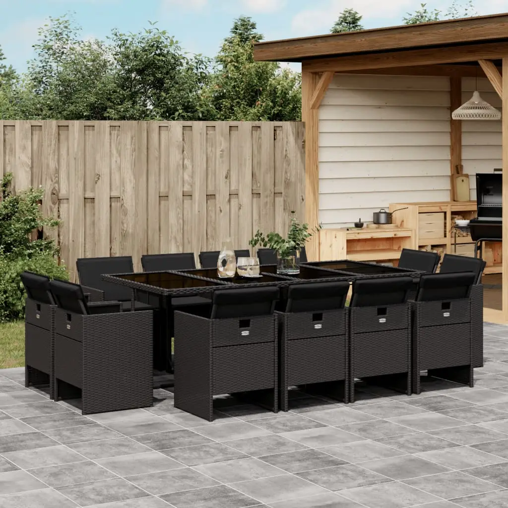 Ensemble à manger de jardin 13 pcs coussins noir résine tressée vidaXL 3210679