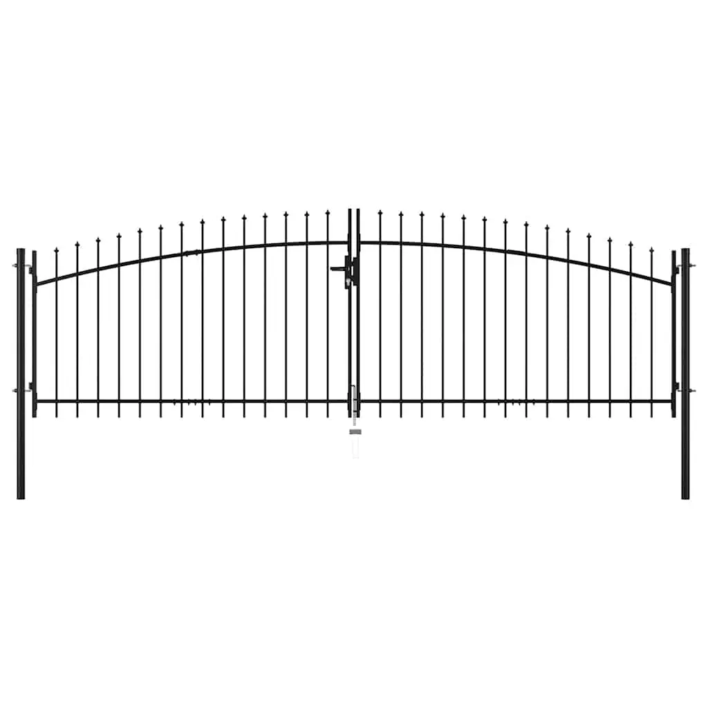 Double portail avec haut sous forme de lance 400 x 150 cm Maison Chic
