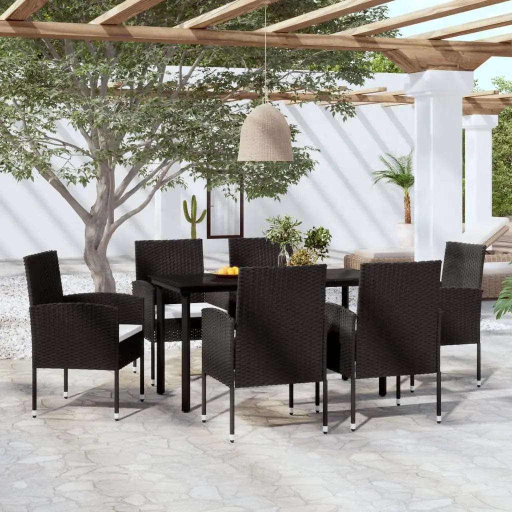 Ensemble à manger de jardin 7 pcs Noir vidaXL 3099604