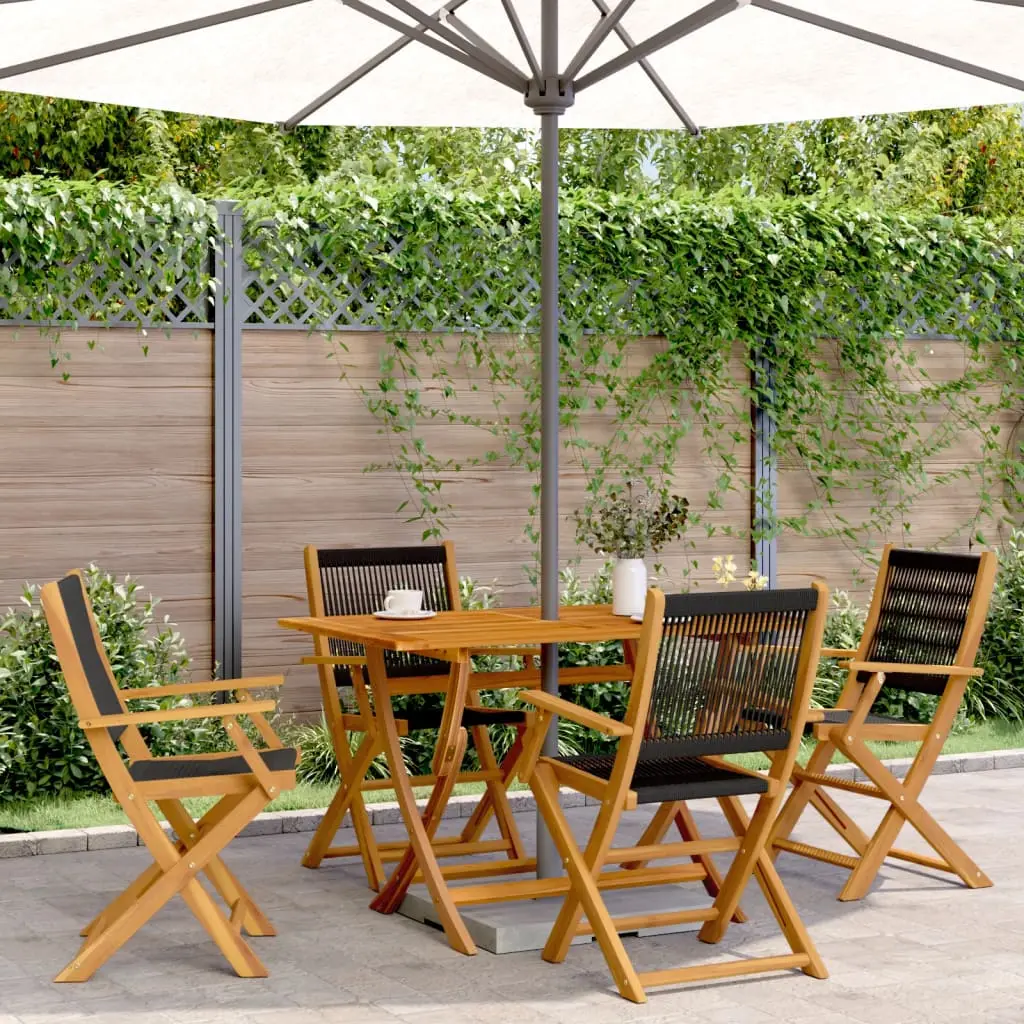 Ensemble à manger de jardin 5pcs noir polypropylène bois massif vidaXL 3281697