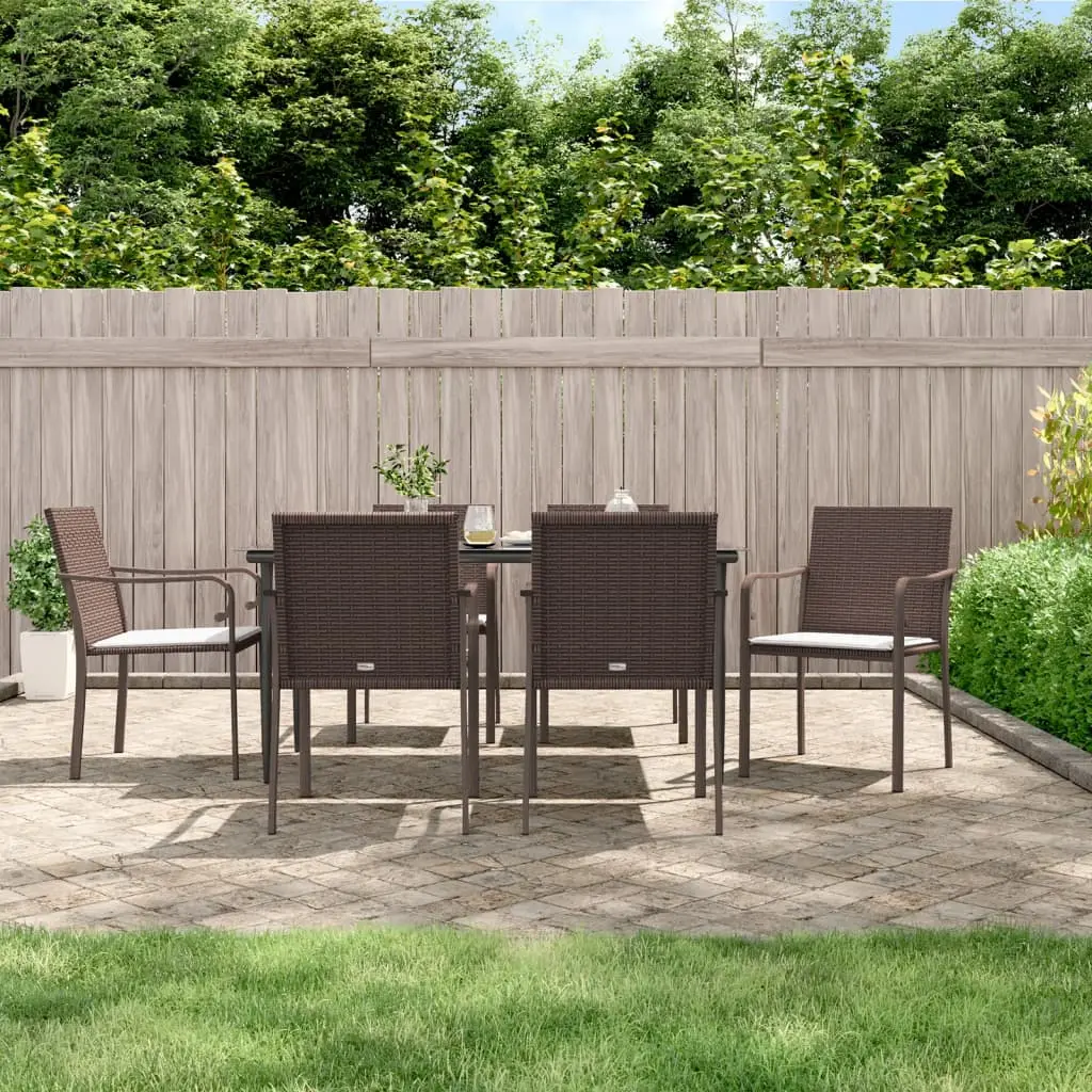 Ensemble à manger de jardin 7 pcs coussins résine tressée acier vidaXL 3186946
