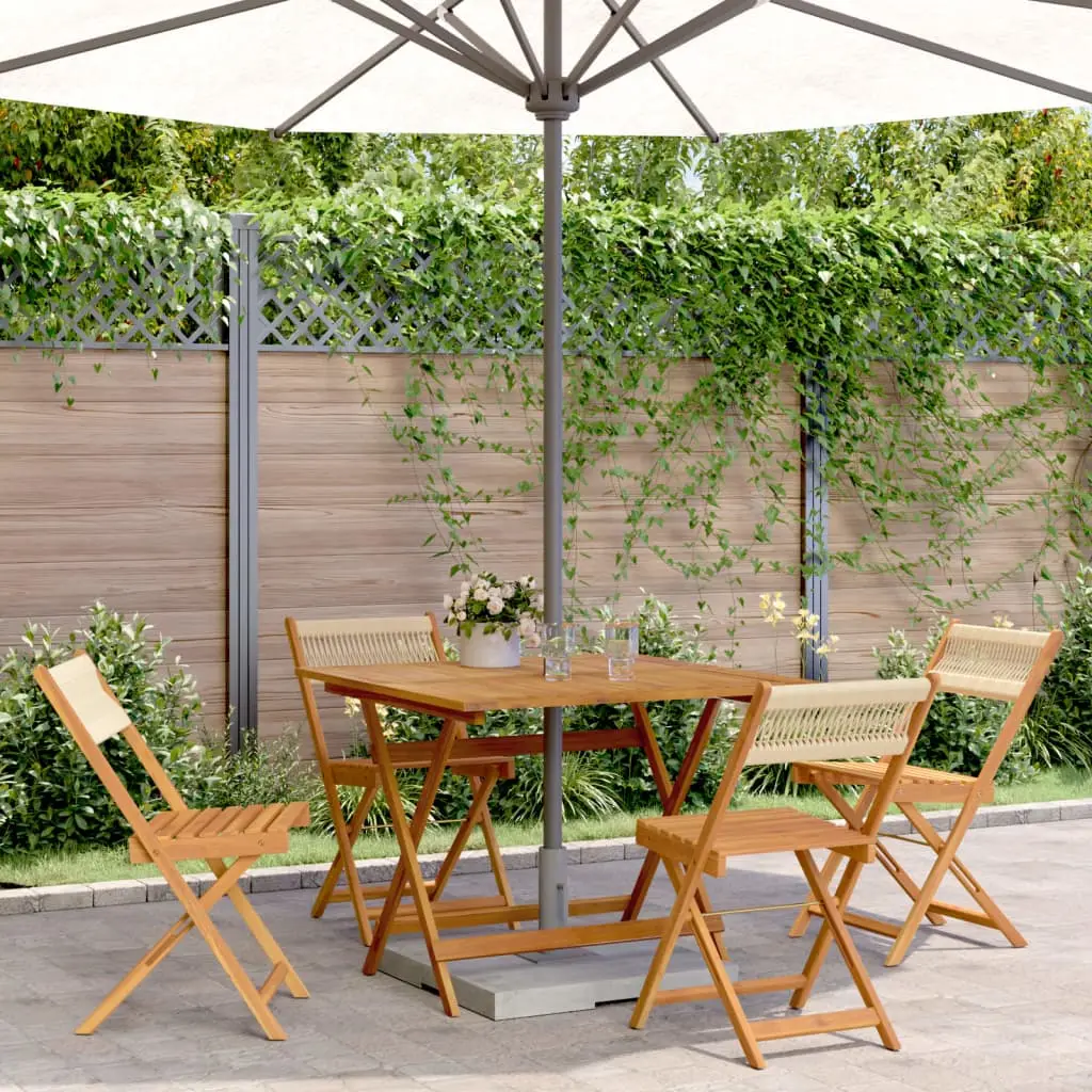 Ensemble à manger de jardin 5pcs beige polypropylène et bois vidaXL 3281783