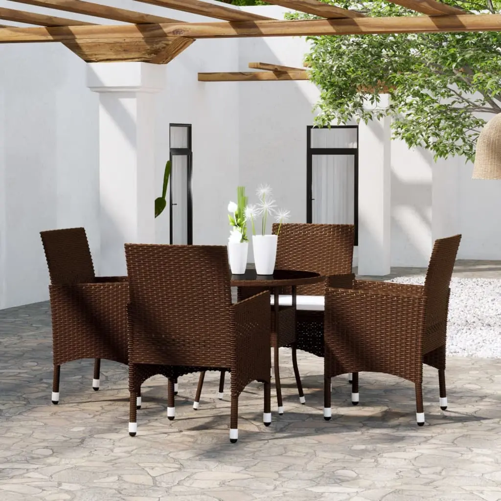 Ensemble à manger de jardin 5pcs Résine tressée Marron vidaXL 3058491