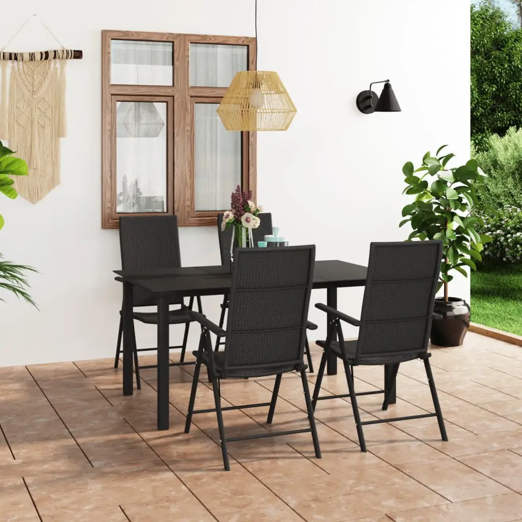 Ensemble à manger de jardin 5 pcs noir vidaXL 3060048