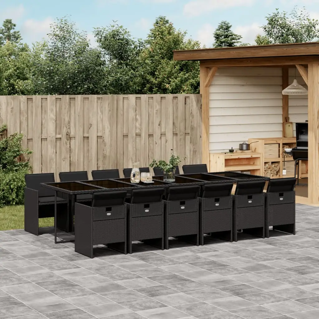 Ensemble à manger de jardin 13 pcs coussins noir résine tressée vidaXL 3210583