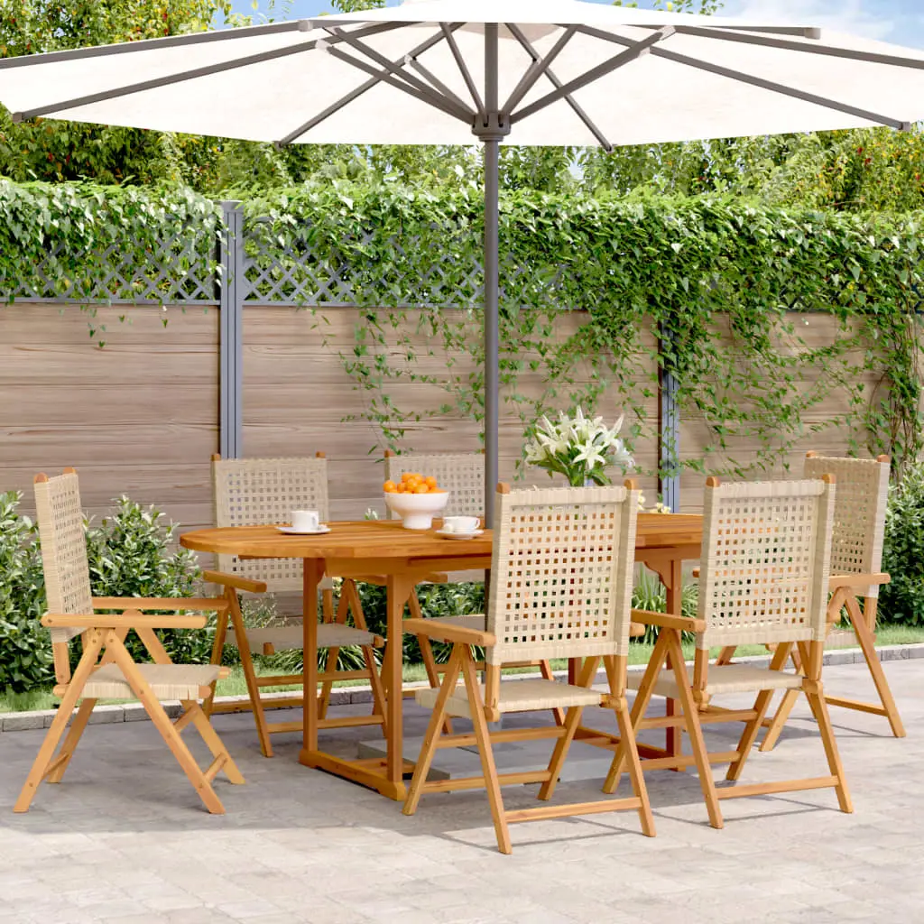 Ensemble à manger de jardin 7 pcs beige rotin et bois massif vidaXL 3281720