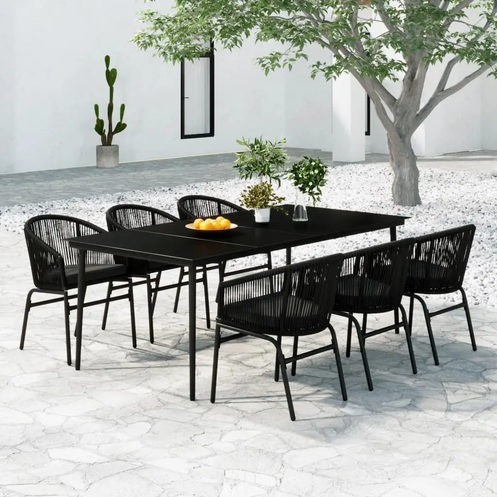 Ensemble à manger de jardin 7 pcs Noir vidaXL 3099243