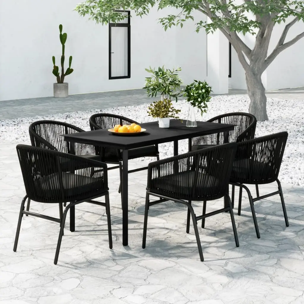 Ensemble à manger de jardin 7 pcs Noir vidaXL 3099224