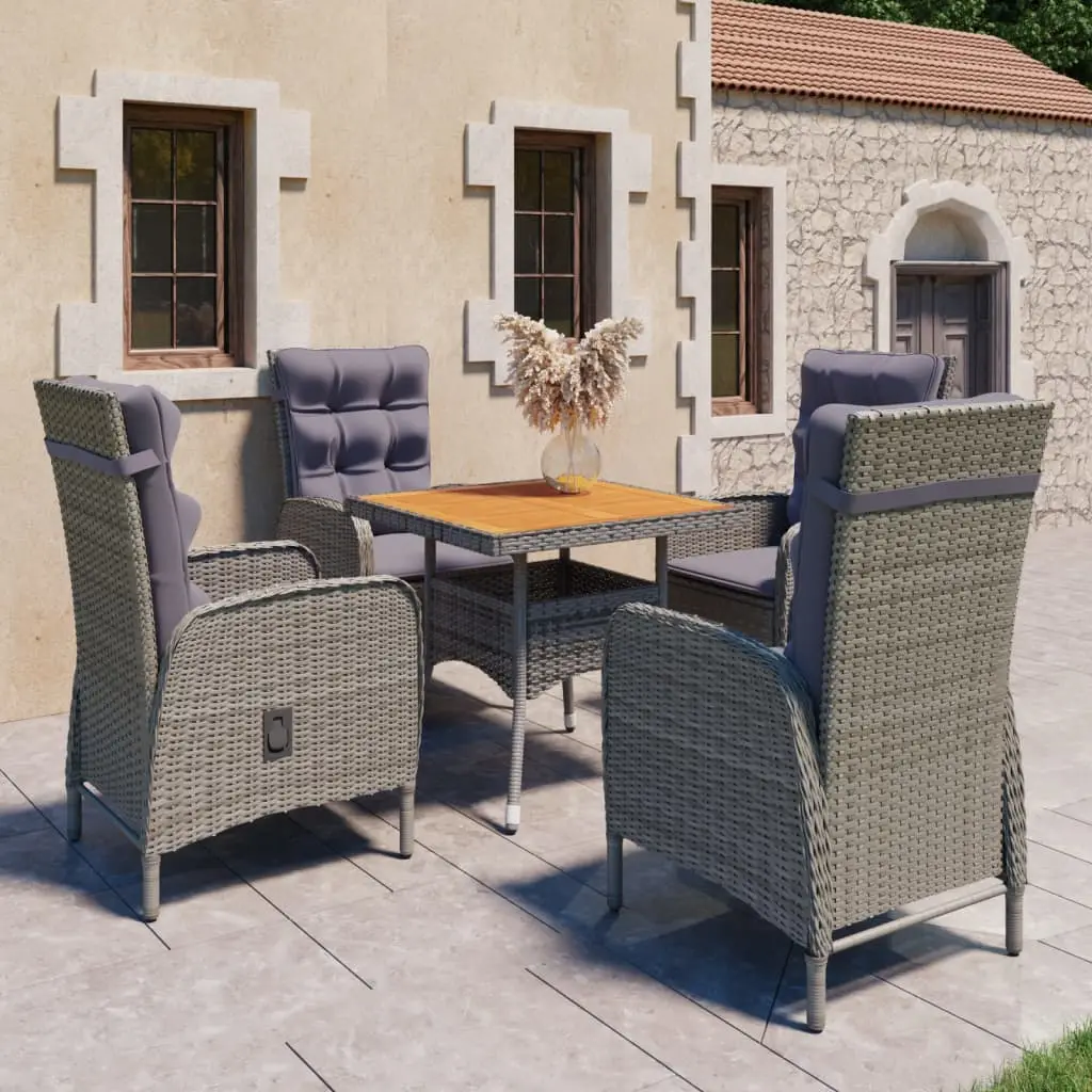 Ensemble à manger de jardin 5 pcs Résine tressée et acacia Gris vidaXL 3058525