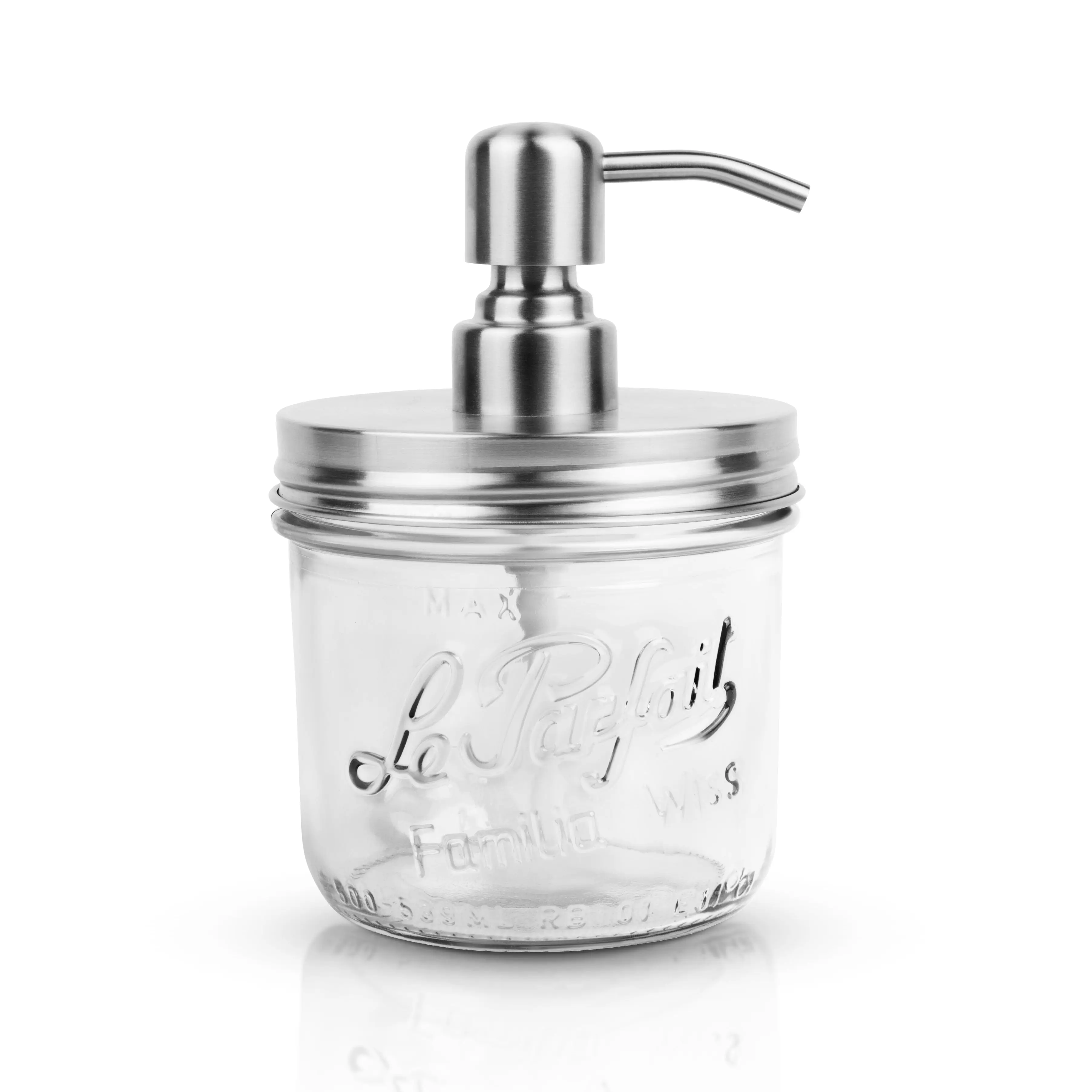 Distributeur pompe à savon inox avec bocal familia wiss 500 ml – le parfait