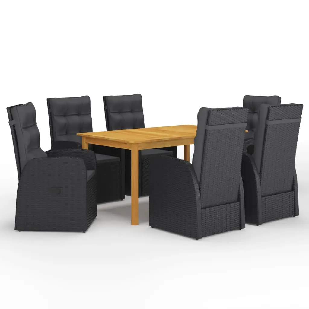Ensemble à manger de jardin 7 pcs Noir vidaXL 3067813