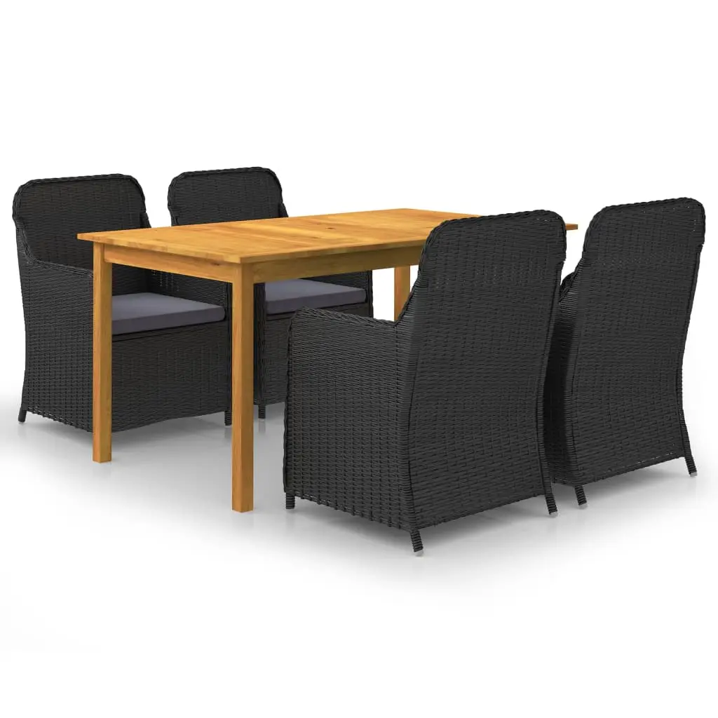 Ensemble à manger de jardin 5 pcs Noir vidaXL 3067816