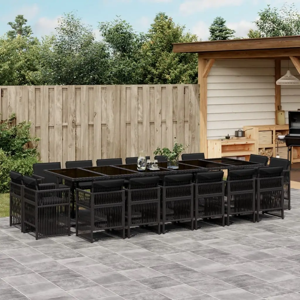 Ensemble à manger de jardin 17 pcs coussins noir résine tressée vidaXL 3211063