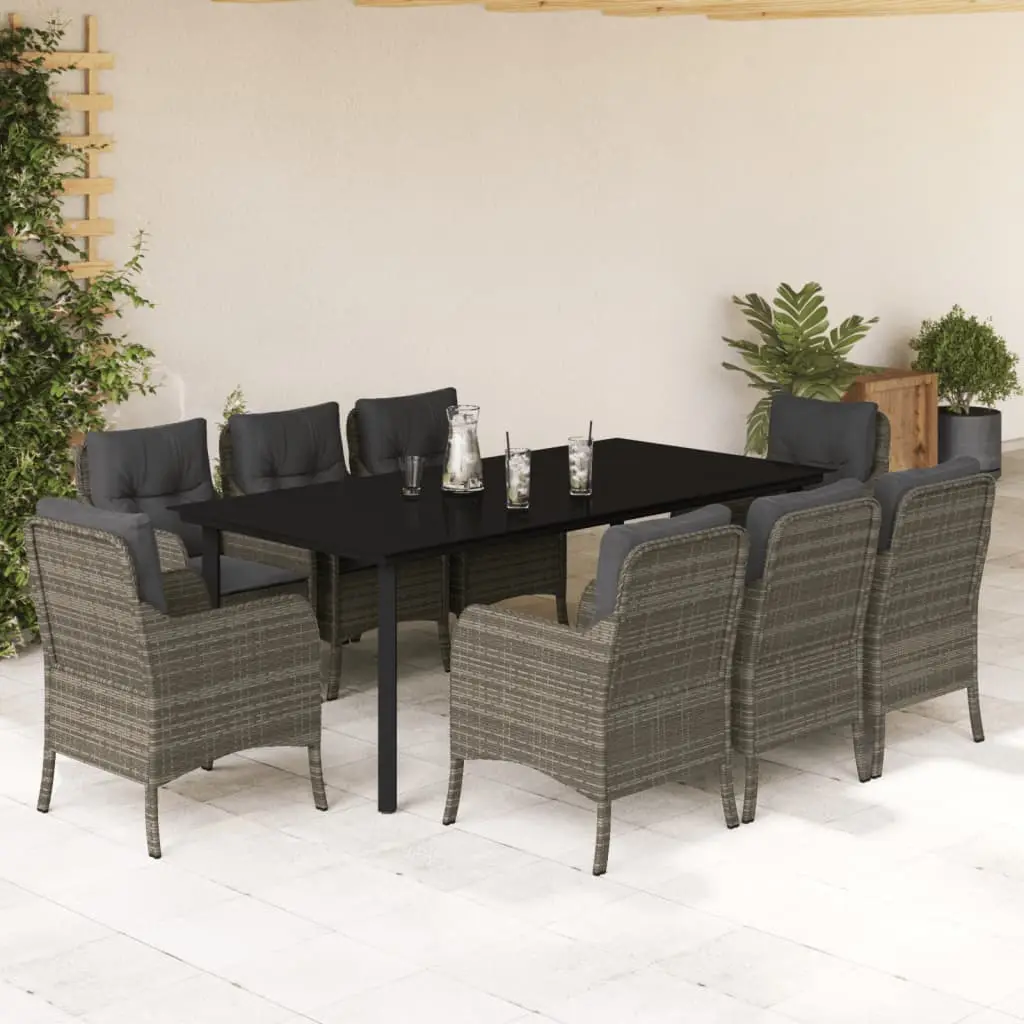 Ensemble à manger de jardin 9 pcs coussins gris résine tressée vidaXL 3211961