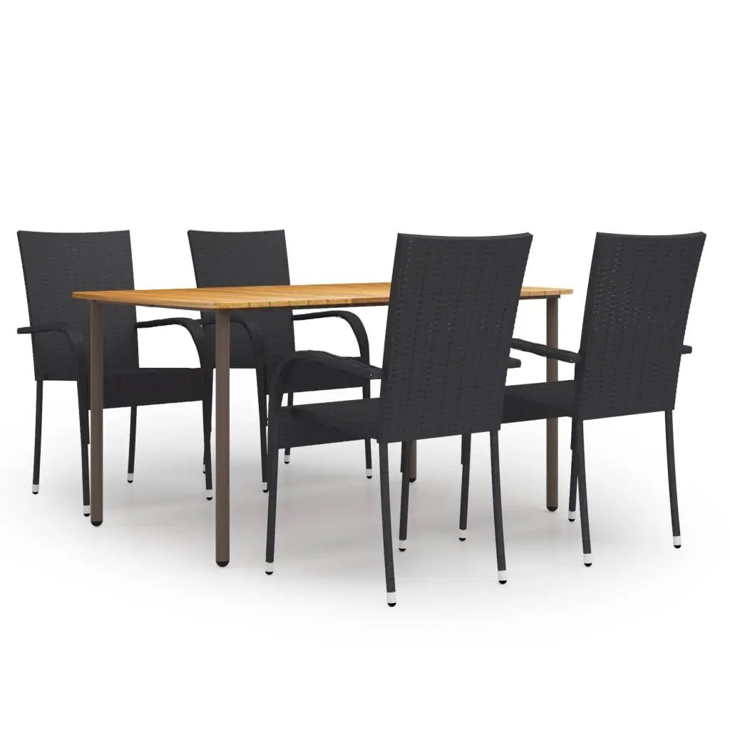 Ensemble à manger de jardin 5 pcs Résine tressée Noir vidaXL 3072492