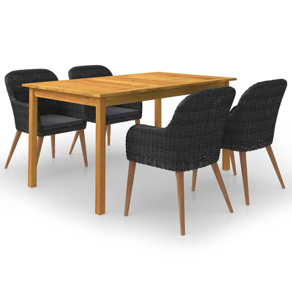 Ensemble à manger de jardin 5 pcs Noir vidaXL 3067824
