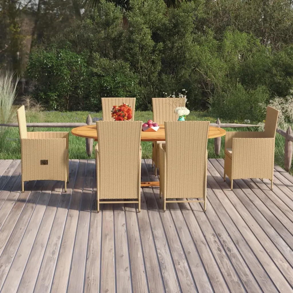 Ensemble à manger de jardin 7 pcs Résine tressée Beige vidaXL 3070771