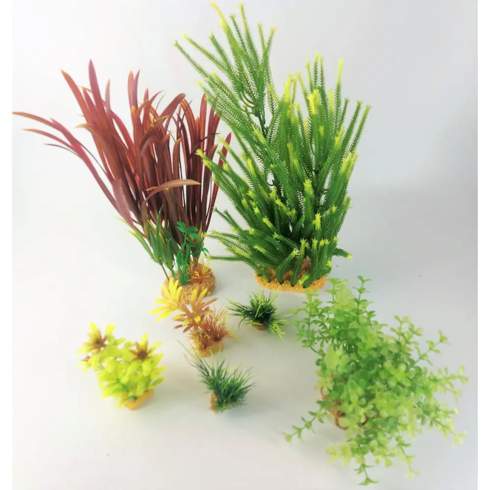Déco plantkit idro n°4. plantes artificielles. 7 pieces. H 33 cm. décoration d’aquarium.