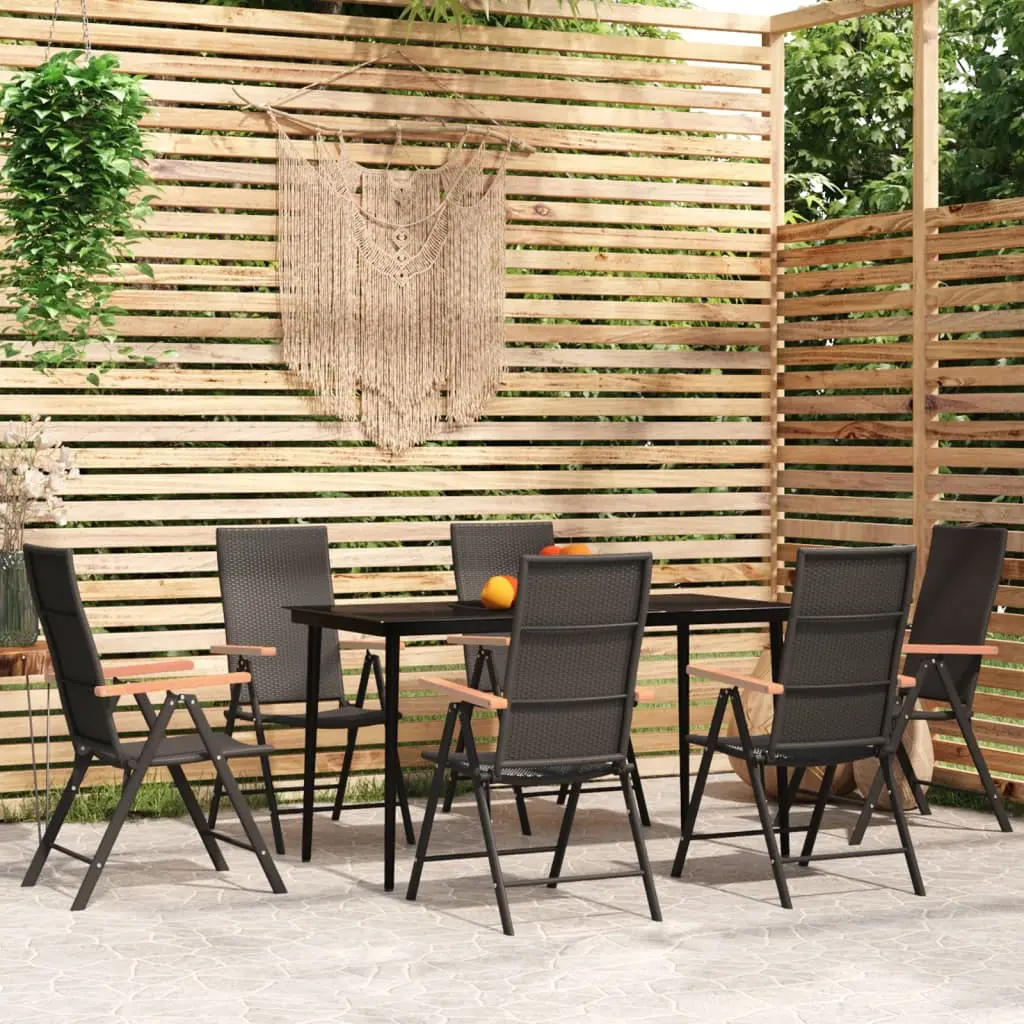 Ensemble à manger de jardin 7 pcs Noir vidaXL 3099122