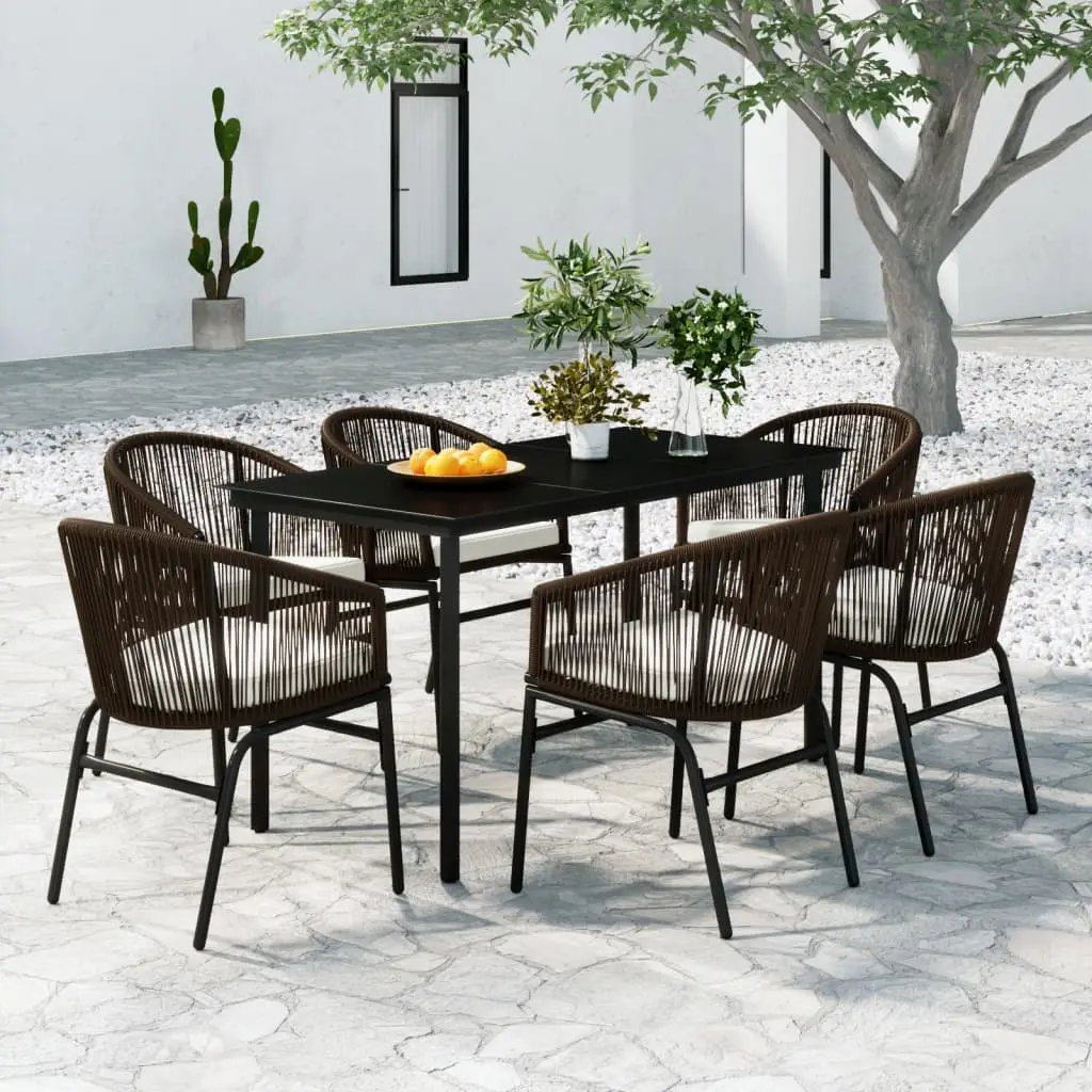 Ensemble à manger de jardin 7 pcs Marron vidaXL 3099230