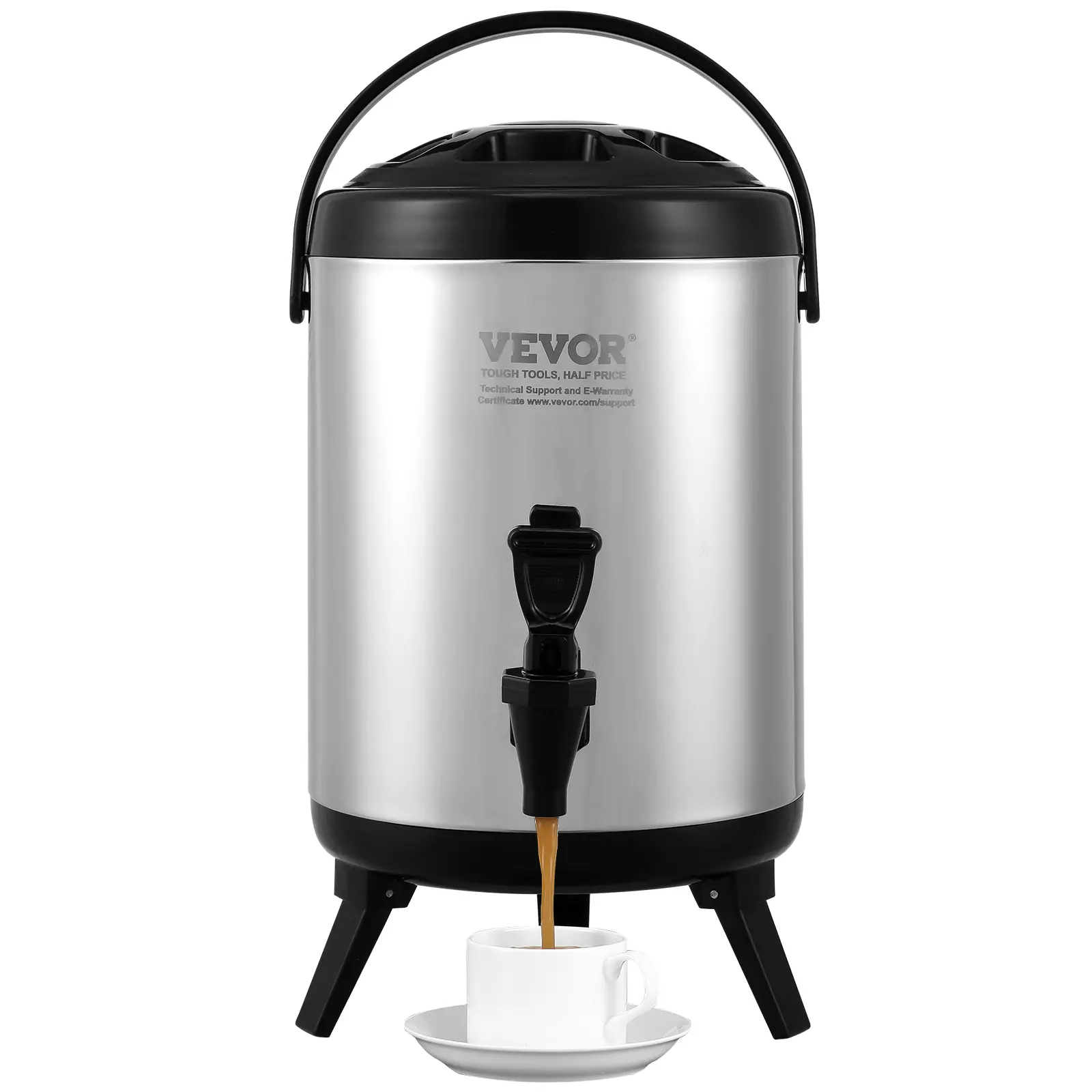 VEVOR Distributeur boissons isotherme 6 L, eau chaude/froide non électrique. Inox, portable, camping.